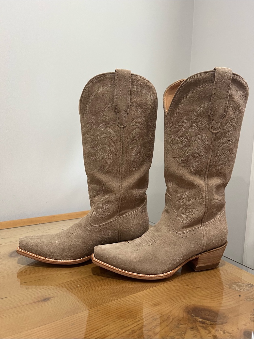 Tecovas The Annie Fawn Suede Western Heeled Boots Brown US 8 B